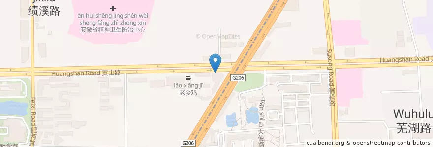 Mapa de ubicacion de 东亚快餐 en 中国, 安徽省, 合肥市, 蜀山区 (Shushan), 合肥市区, 稻香村街道.