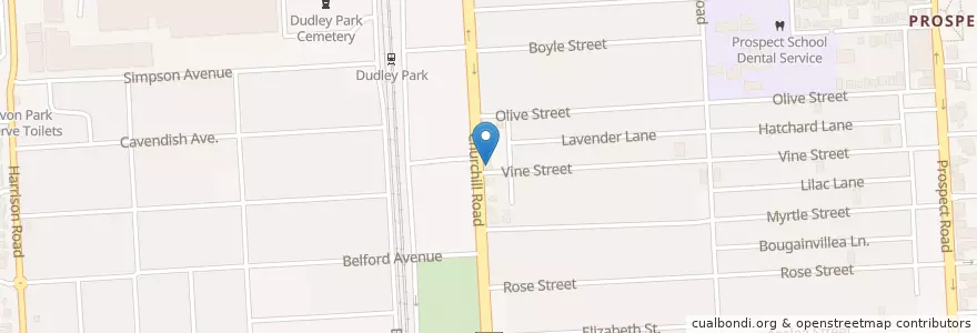 Mapa de ubicacion de Rose Garden Restaurant en Australie, Australie Méridionale, Adelaide, City Of Prospect.