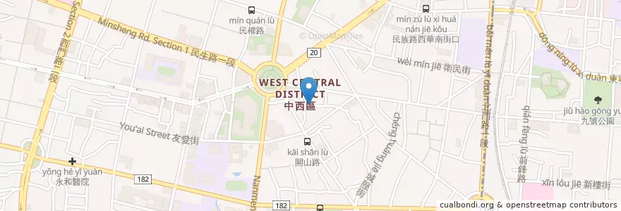 Mapa de ubicacion de White do 白做研究所 en 타이완, 타이난 시, 中西區.