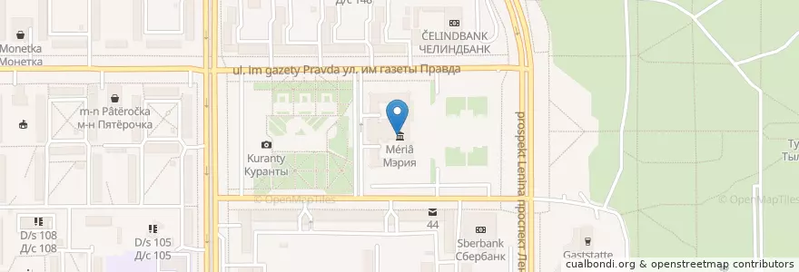 Mapa de ubicacion de Мэрия en Russia, Уральский Федеральный Округ, Oblast' Di Čeljabinsk, Магнитогорский Городской Округ.
