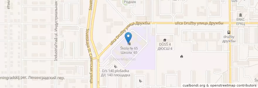 Mapa de ubicacion de Школа № 65 en ロシア, ウラル連邦管区, チェリャビンスク州, マグニトゴルスク管区.