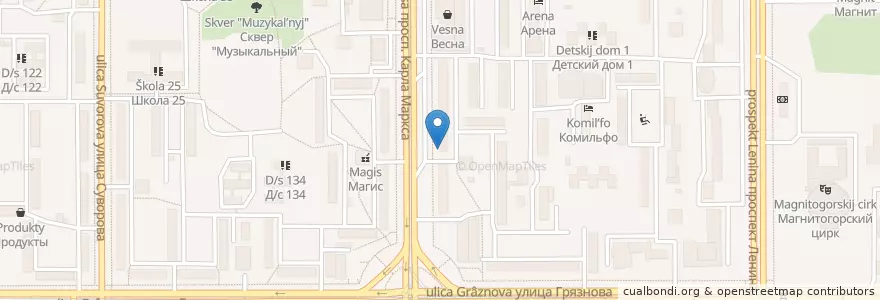 Mapa de ubicacion de Авеню en Russie, District Fédéral De L'Oural, Oblast De Tcheliabinsk, Магнитогорский Городской Округ.