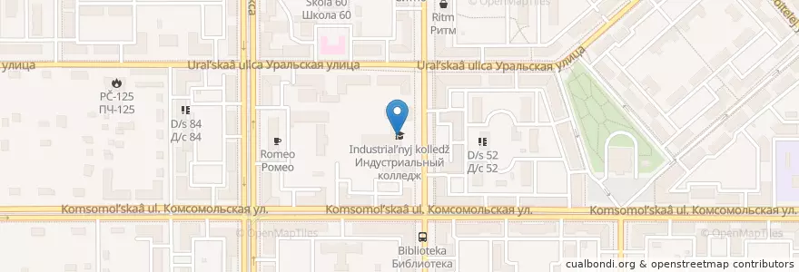Mapa de ubicacion de Индустриальный колледж en Russia, Ural Federal District, Chelyabinsk Oblast, Magnitogorsk.