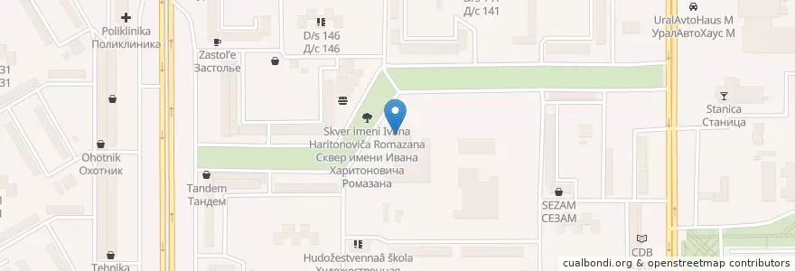 Mapa de ubicacion de Школа 28 en روسيا, منطقة فيدرالية أورالية, أوبلاست تشيليابنسك, Магнитогорский Городской Округ.