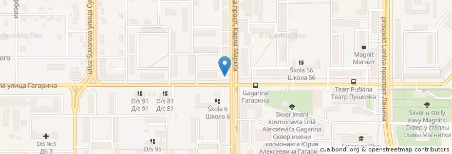 Mapa de ubicacion de Аптека здоровья en ロシア, ウラル連邦管区, チェリャビンスク州, マグニトゴルスク管区.
