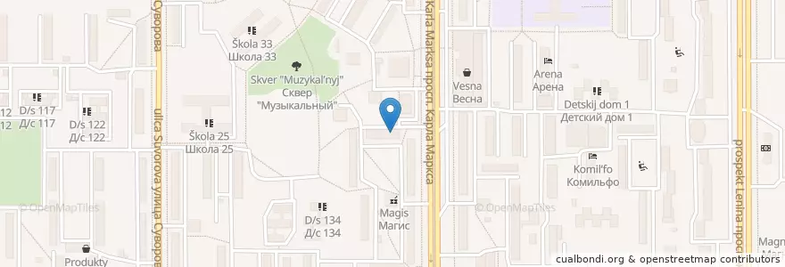 Mapa de ubicacion de Сбербанк en روسيا, منطقة فيدرالية أورالية, أوبلاست تشيليابنسك, Магнитогорский Городской Округ.