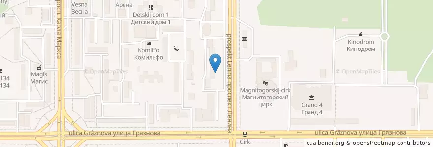 Mapa de ubicacion de Альфа-Банк en Rusland, Уральский Федеральный Округ, Oblast Tsjeljabinsk, Магнитогорский Городской Округ.