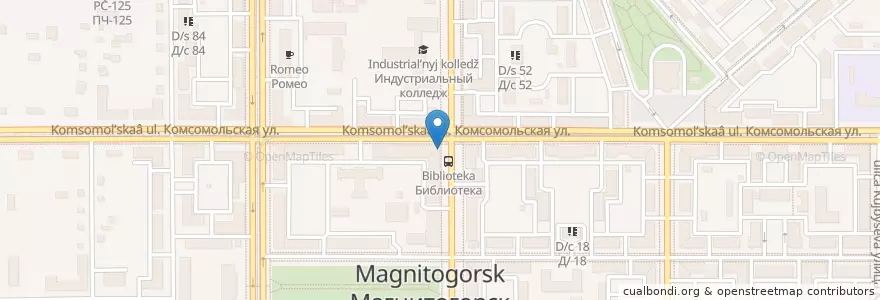 Mapa de ubicacion de Центральная Библиотека Строителей en ロシア, ウラル連邦管区, チェリャビンスク州, マグニトゴルスク管区.