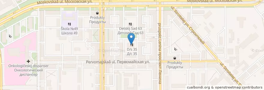 Mapa de ubicacion de Д/с 35 en Rusland, Уральский Федеральный Округ, Oblast Tsjeljabinsk, Магнитогорский Городской Округ.