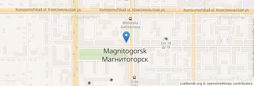 Mapa de ubicacion de Главпочтамт en Russie, District Fédéral De L'Oural, Oblast De Tcheliabinsk, Магнитогорский Городской Округ.