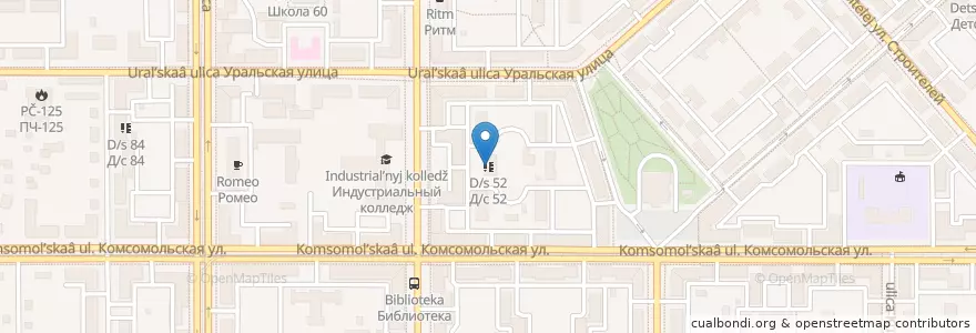 Mapa de ubicacion de Д/с 52 en Russia, Уральский Федеральный Округ, Oblast' Di Čeljabinsk, Магнитогорский Городской Округ.