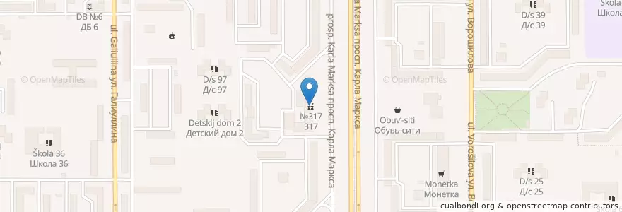 Mapa de ubicacion de №317 en Rusia, Уральский Федеральный Округ, Wilayah Chelyabinsk, Магнитогорский Городской Округ.