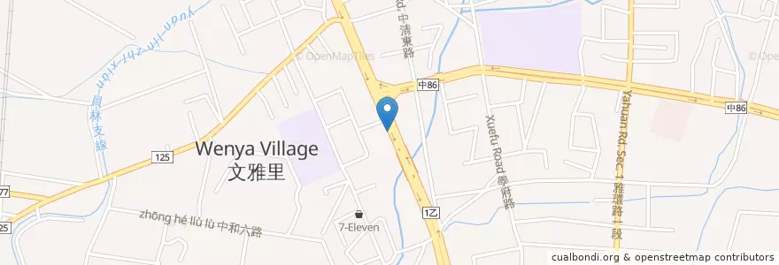 Mapa de ubicacion de 台中商業銀行 en Taiwan, 臺中市, 大雅區.