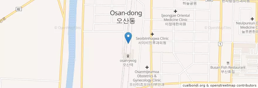 Mapa de ubicacion de 오산역환승센터 en 대한민국, 경기도, 오산시.