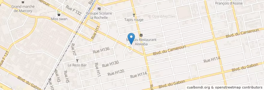 Mapa de ubicacion de Station Service Corlay Boulevard du Cameroun en 科特迪瓦, 阿比让, Koumassi, Marcory.