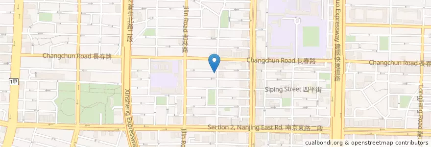 Mapa de ubicacion de 人人素食麵館 en Taiwan, 新北市, Taipé, 中山區.