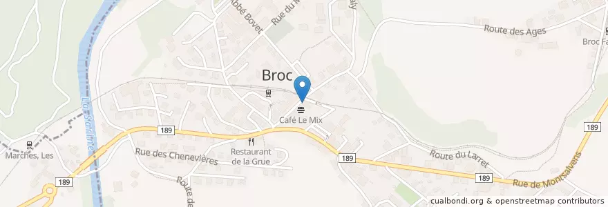 Mapa de ubicacion de BENU en Svizzera, Friburgo, District De La Gruyère, Broc.