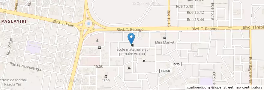 Mapa de ubicacion de École maternelle et primaire Acajou en Burkina Faso, Centre, Kadiogo, Ouagadougou.