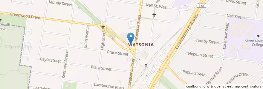 Mapa de ubicacion de Watsonia Delight Fish Shop en أستراليا, ولاية فيكتوريا, City Of Banyule.