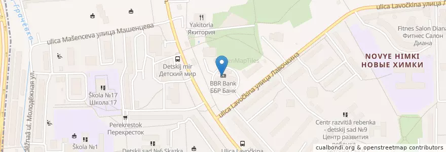 Mapa de ubicacion de ББР Банк en 러시아, Центральный Федеральный Округ, Московская Область, Городской Округ Химки.