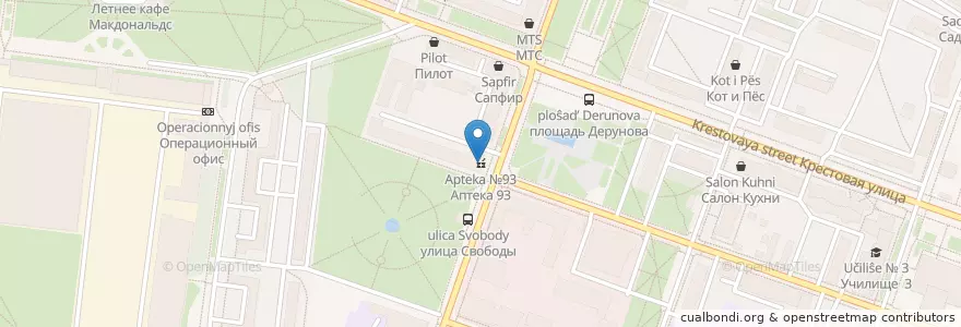 Mapa de ubicacion de Аптека №93 en Russia, Central Federal District, Yaroslavl Oblast, Рыбинский Район, Городской Округ Рыбинск.