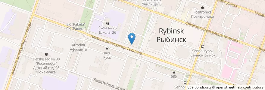 Mapa de ubicacion de Здоровье en Russie, District Fédéral Central, Oblast De Iaroslavl, Рыбинский Район, Городской Округ Рыбинск.