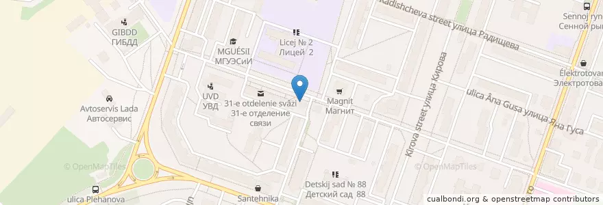 Mapa de ubicacion de Аптека №151 en Rusia, Distrito Federal Central, Óblast De Yaroslavl, Рыбинский Район, Городской Округ Рыбинск.