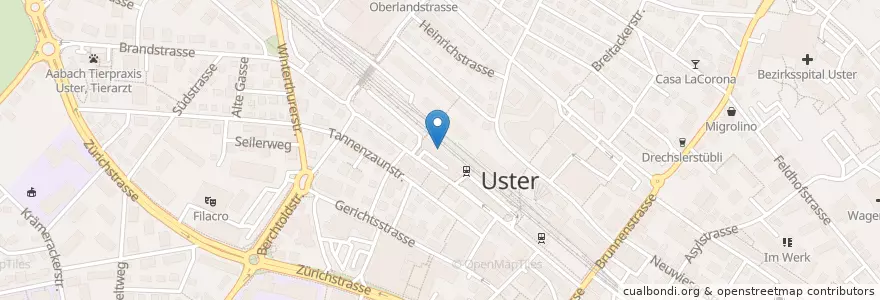 Mapa de ubicacion de Medbase Apotheke Uster en Switzerland, Zurich, Bezirk Uster, Uster.