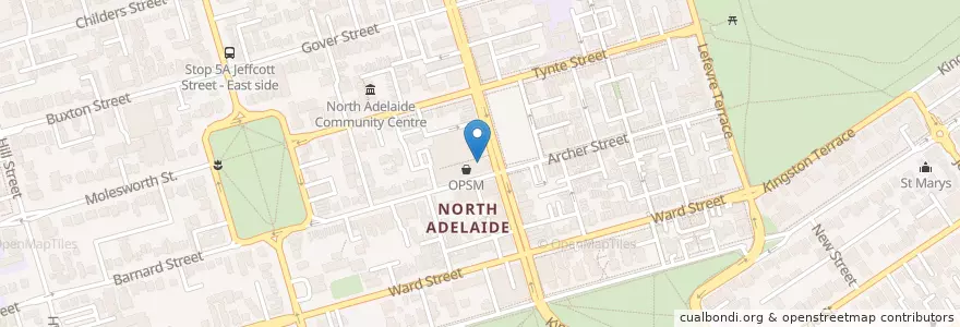 Mapa de ubicacion de North Adelaide en Австралия, Южная Австралия, Adelaide, Adelaide City Council.