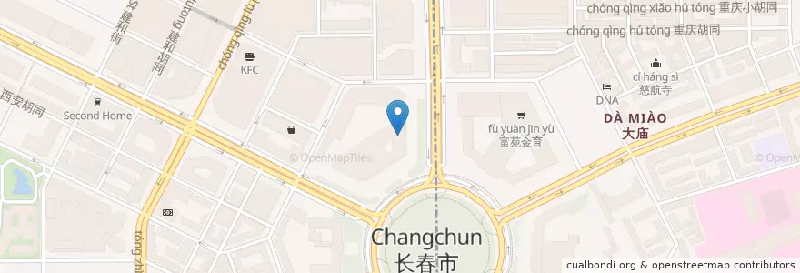 Mapa de ubicacion de 中国人民银行 en Cina, Jilin, 长春市, 朝阳区, 重庆街道.