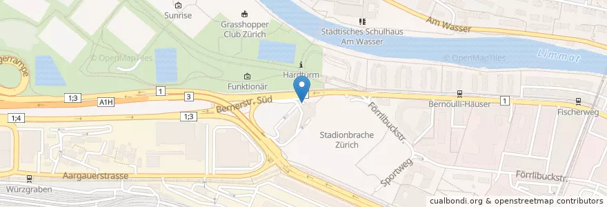 Mapa de ubicacion de Parkhaus Hardturm PKW en Switzerland, Zurich, District Zurich, Zurich.