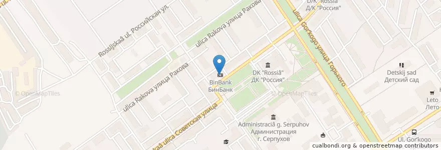 Mapa de ubicacion de БинБанк en Rusia, Центральный Федеральный Округ, Московская Область, Городской Округ Серпухов.