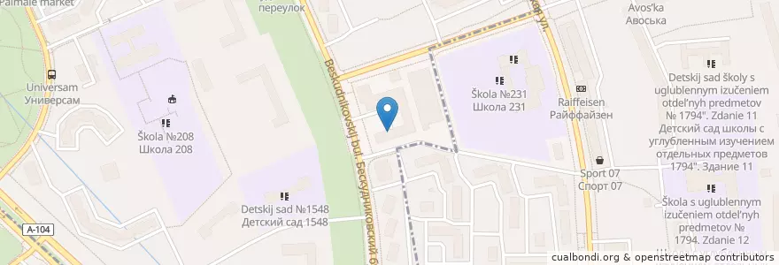 Mapa de ubicacion de Отделение связи №127474 en Russie, District Fédéral Central, Moscou, Северный Административный Округ, Бескудниковский Район.