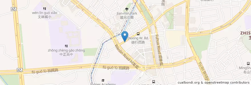 Mapa de ubicacion de 紅霸天碳燒薑母鴨 en تايوان, تايبيه الجديدة, تايبيه, 士林區.