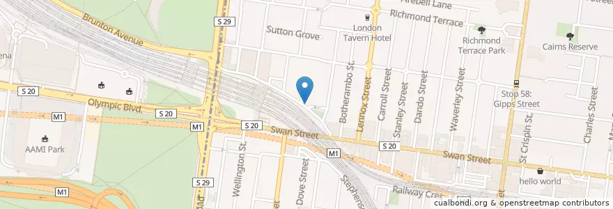 Mapa de ubicacion de Cafe en Австралия, Виктория, City Of Yarra.