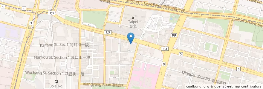 Mapa de ubicacion de 麵屋武藏 en Taiwan, Nuova Taipei, Taipei, 中正區.