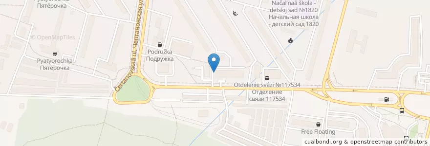 Mapa de ubicacion de Domino’s Pizza en Russia, Central Federal District, Moscow, Southern Administrative Okrug, Chertanovo Yuzhnoye District.
