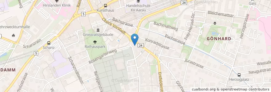 Mapa de ubicacion de AAZ Aarauer Zahnklinik en Switzerland, Aargau, Bezirk Aarau, Aarau.