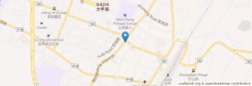 Mapa de ubicacion de Starbucks en Taiwan, Taichung, Dajia District.