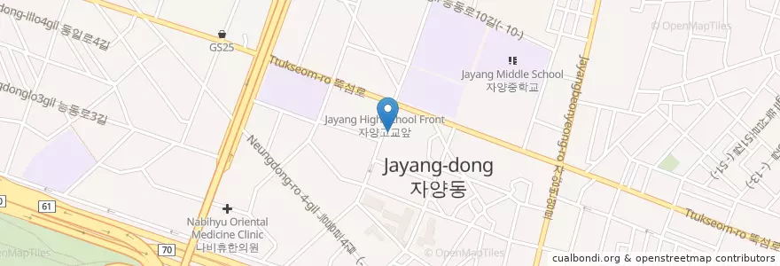 Mapa de ubicacion de 광진경찰서 en Республика Корея, Сеул, 광진구, 자양3동.