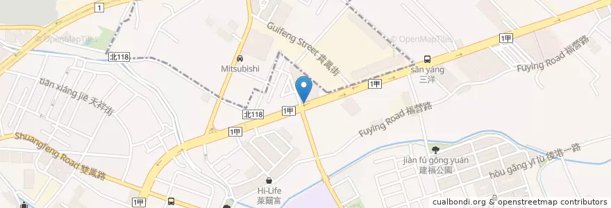Mapa de ubicacion de MRT Danfeng Sta. (Exit 1) en Taiwan, New Taipei, Xinzhuang District.