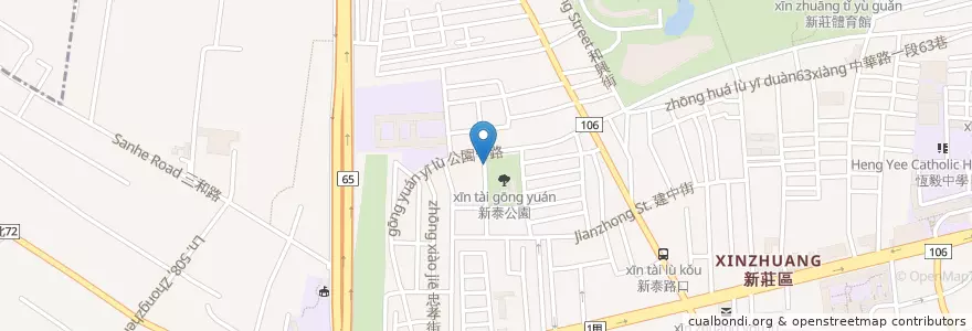 Mapa de ubicacion de 新泰公園 en 台湾, 新北市, 新荘区.