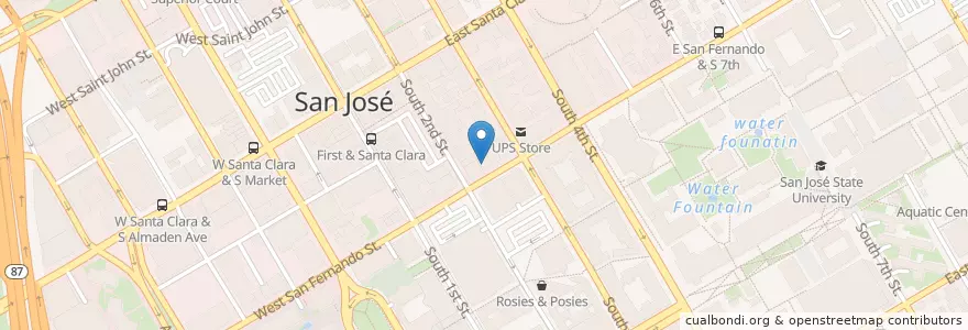 Mapa de ubicacion de Cinebar en Amerika Syarikat, California, Santa Clara County, San Jose.