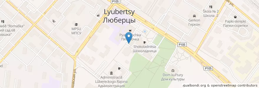 Mapa de ubicacion de Церковь Преображения Господня en Russia, Central Federal District, Moscow Oblast, Lyuberetsky District.
