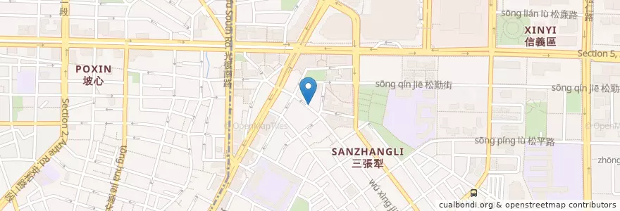 Mapa de ubicacion de 巧味傳統切仔麵 en 타이완, 신베이 시, 타이베이시, 다안 구.