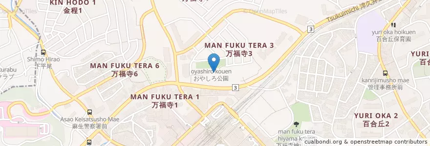 Mapa de ubicacion de 十二神社 en 日本, 神奈川縣, 川崎市, 麻生区.