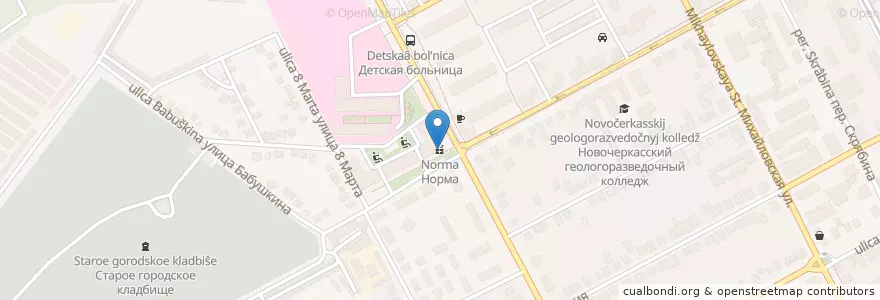 Mapa de ubicacion de Норма en 러시아, 남부연방관구, Ростовская Область, Городской Округ Новочеркасск.