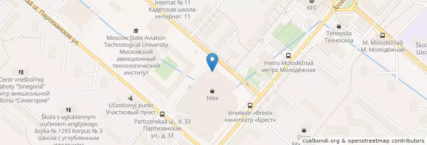 Mapa de ubicacion de Хачапури en Rússia, Distrito Federal Central, Москва, Западный Административный Округ, Район Кунцево.