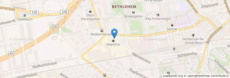 Mapa de ubicacion de Migrol Service Betlehem en 瑞士, 伯尔尼, Verwaltungsregion Bern-Mittelland, Verwaltungskreis Bern-Mittelland, Bern.