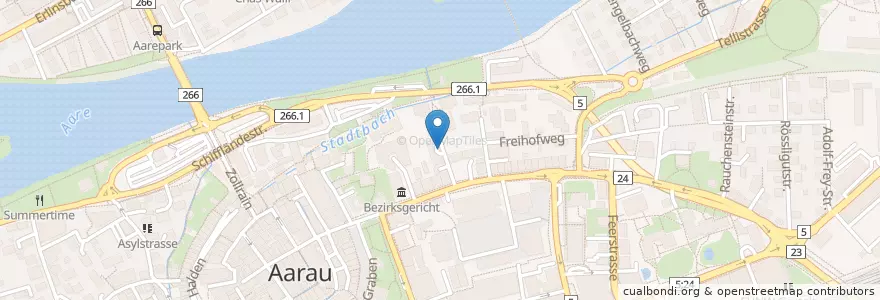 Mapa de ubicacion de Stadtbachhof en Schweiz/Suisse/Svizzera/Svizra, Aargau, Bezirk Aarau, Aarau.